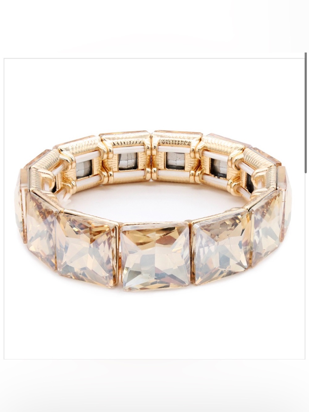 Gold-Tone Champagne Crystal Stretch Bracelet